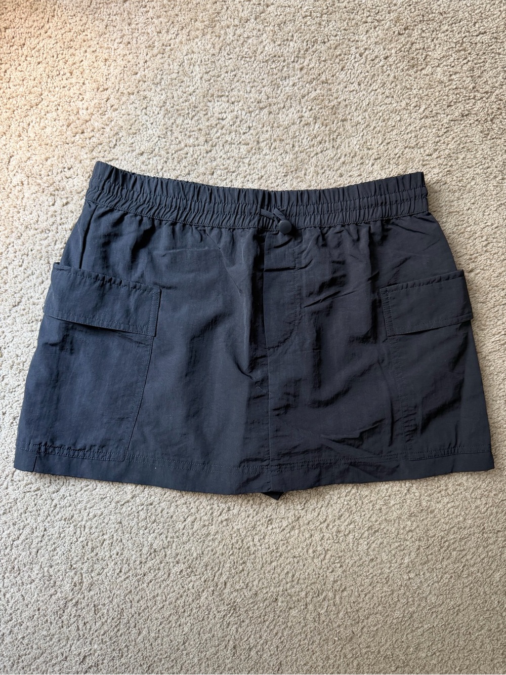 Zara Black Elastic-Waist Cargo Skort